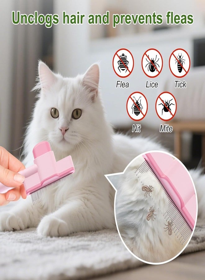 ISTORE Cat & Dog Grooming Comb with Deshedding Glove | 1Pcs Portable Pet Hair Remover Kit | Flea Removal Brush, Massage Glove & Quick-Release Button Comb for Shedding and Daily Fur Care - Image 5